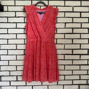 Rachel Zoe Orange Pink Pleated Wrap Sundress